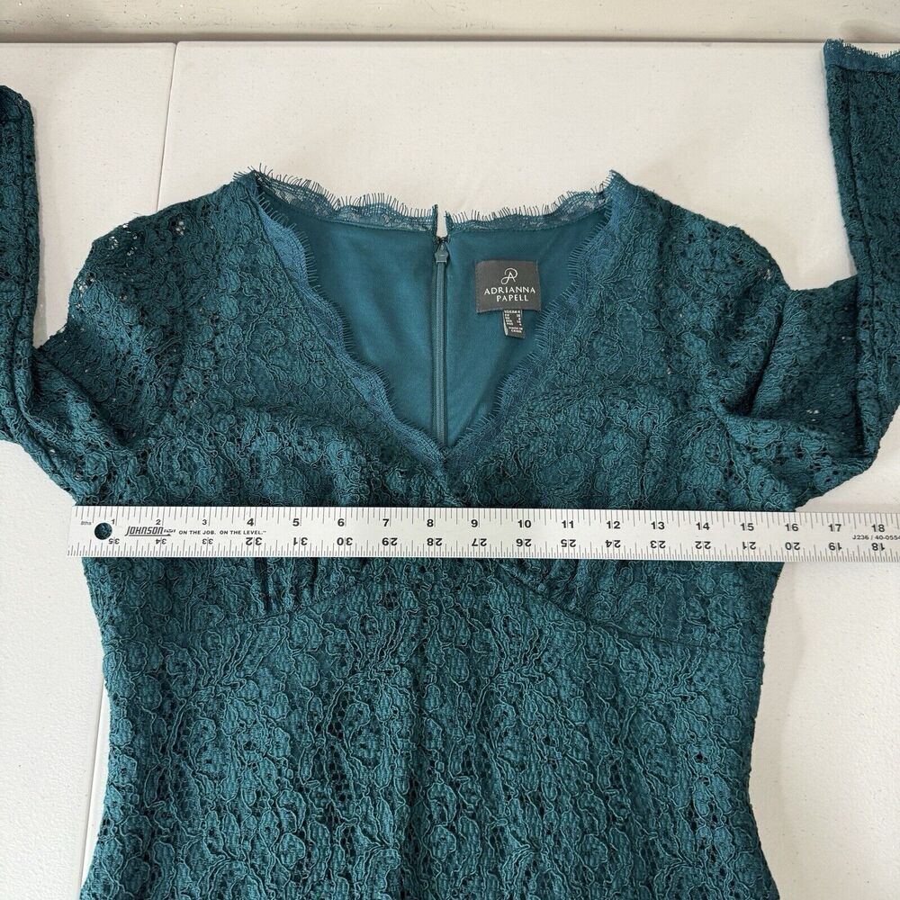 Adrianna Papell Womens Dress 4 Teal Blue Fallen For Him Sheath Lace Cocktail - Picture 6 of 12